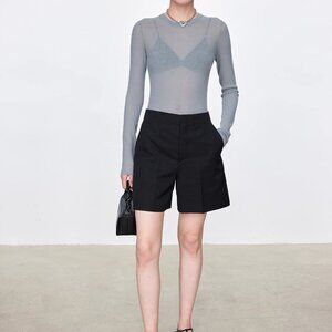 CHICJOC Premium Long-Staple Cotton Blouse Size 40 Grey